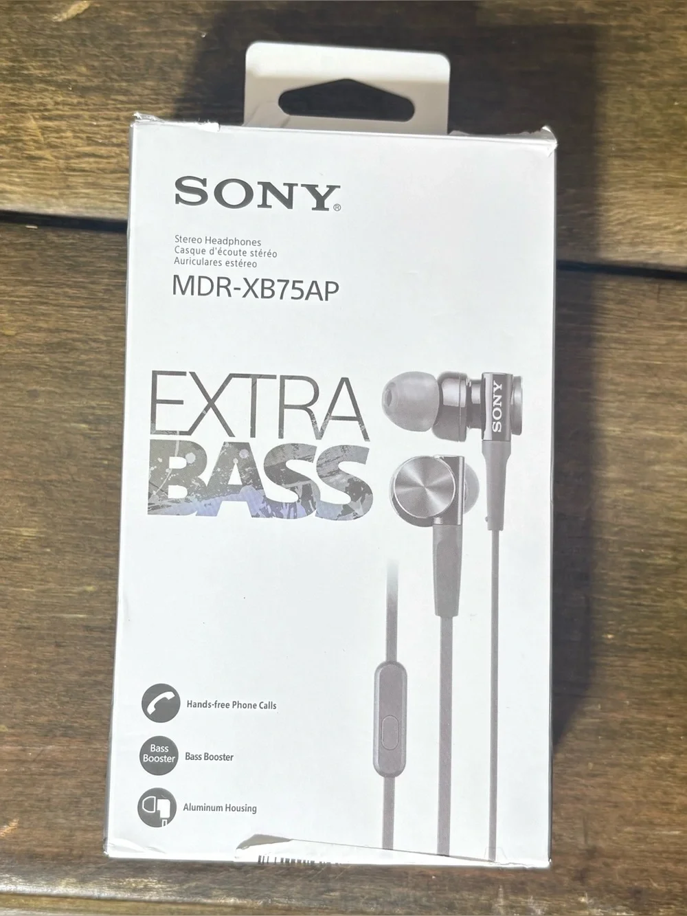 NEW Sony MDR-XB75AP Extra Bass In-Ear Headphones In Black